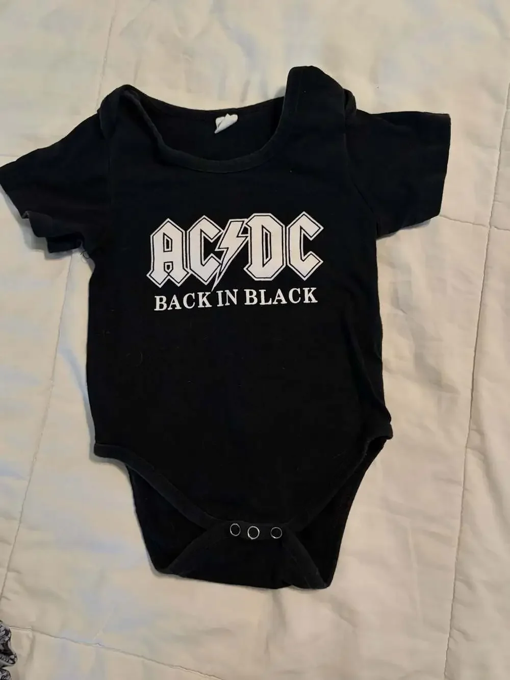 AC/DC Back in Black Baby Bodysuit and Snake Print Bottoms Outfit Set